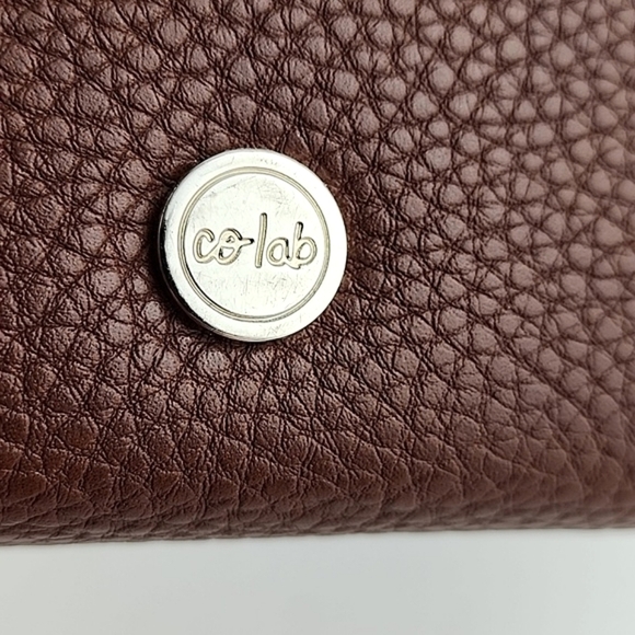 Co-Lab Small Zip Around Chestnut Brown Faux Leather Textured Pebbled Wallet - Picture 3 of 11